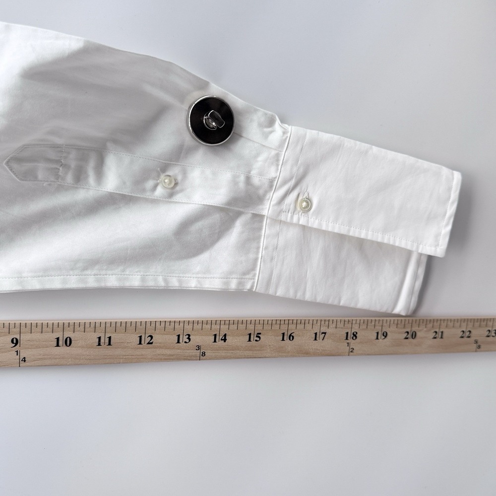 Polo Ralph Lauren Women's Size 12 L White Cotton Button-Up Shirt Extended-cuff - Picture 5 of 10